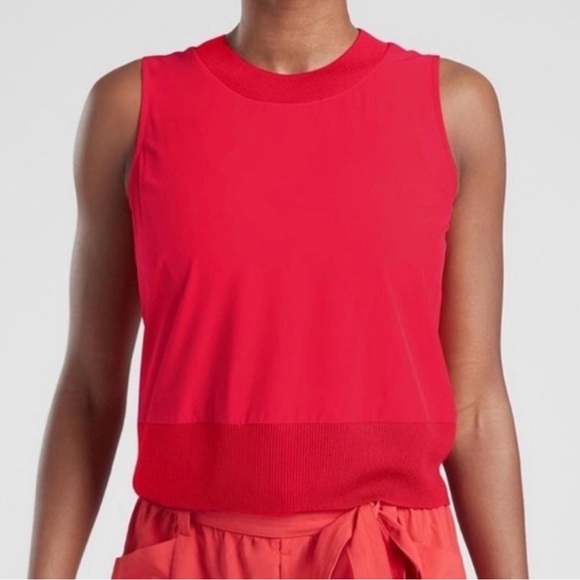 Athleta Tops - ATHLETA Zephyr Shell Tank Hibiscus Red Featherweight Ribbed Hem- Medium